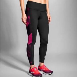 Brooks Brothers Athletic Leggings Women's Black and Pink, Size XS